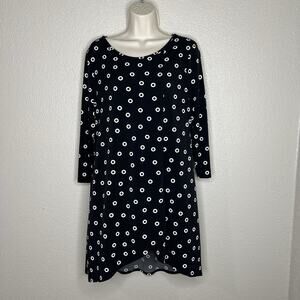 Chico's Black White Circle Print 3/4 Sleeve Tunic 1 Or Medium